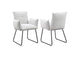 108492 Ackland Upholstered Dining Arm Chair Light Grey (Set of 2)