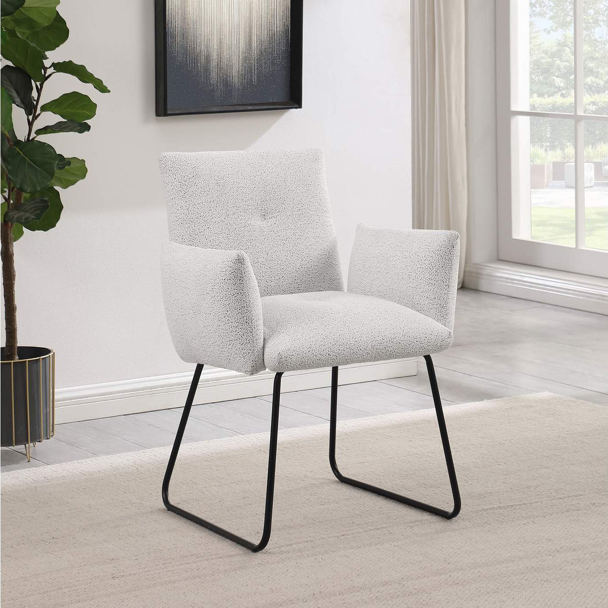 108492 Ackland Upholstered Dining Arm Chair Light Grey (Set of 2)