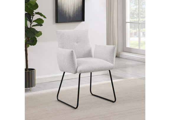 108492 Ackland Upholstered Dining Arm Chair Light Grey (Set of 2)