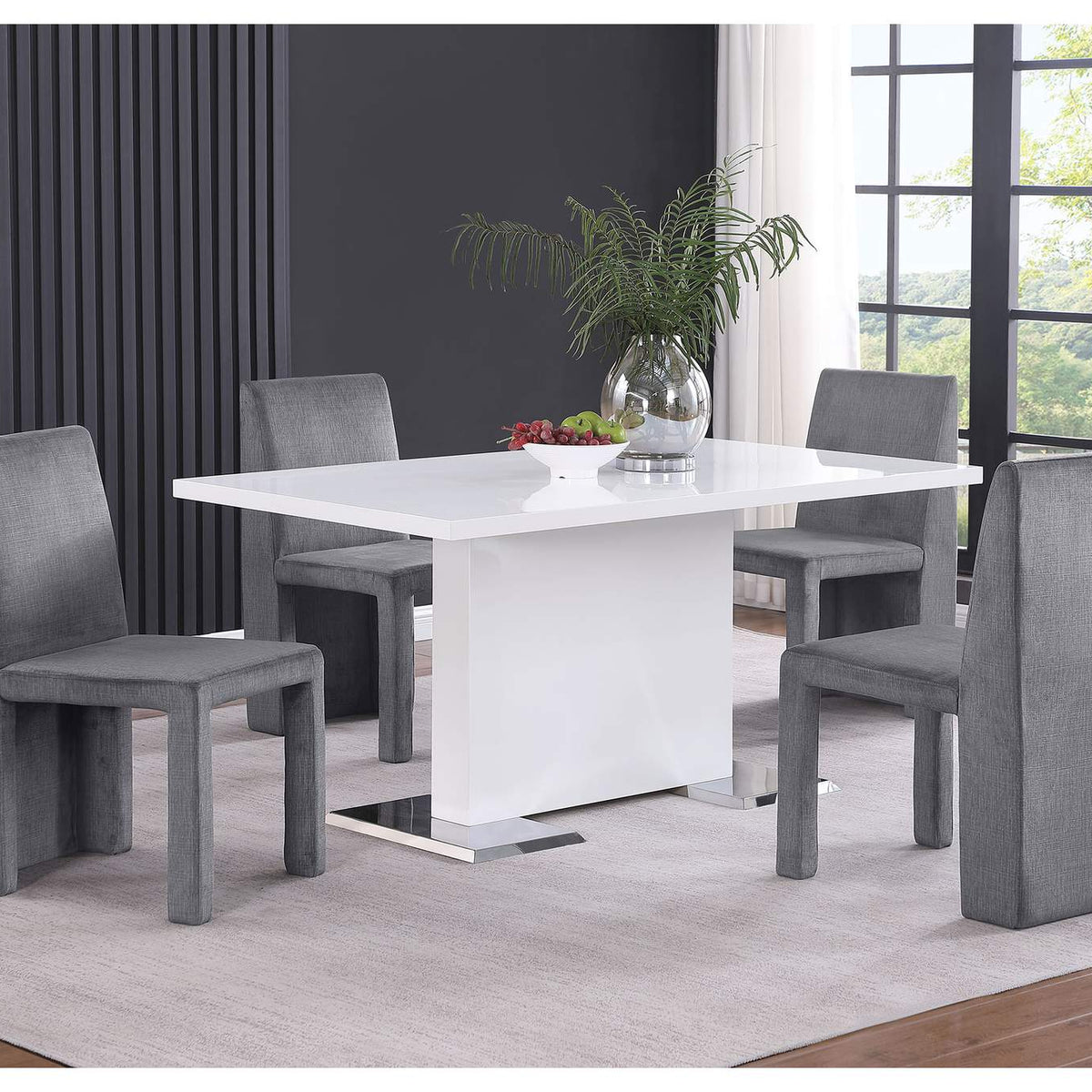 108512 Tordera Velvet Upholstered Dining Side Chair Grey (Set of 2)