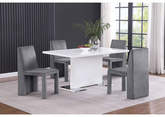 108512 Tordera Velvet Upholstered Dining Side Chair Grey (Set of 2)