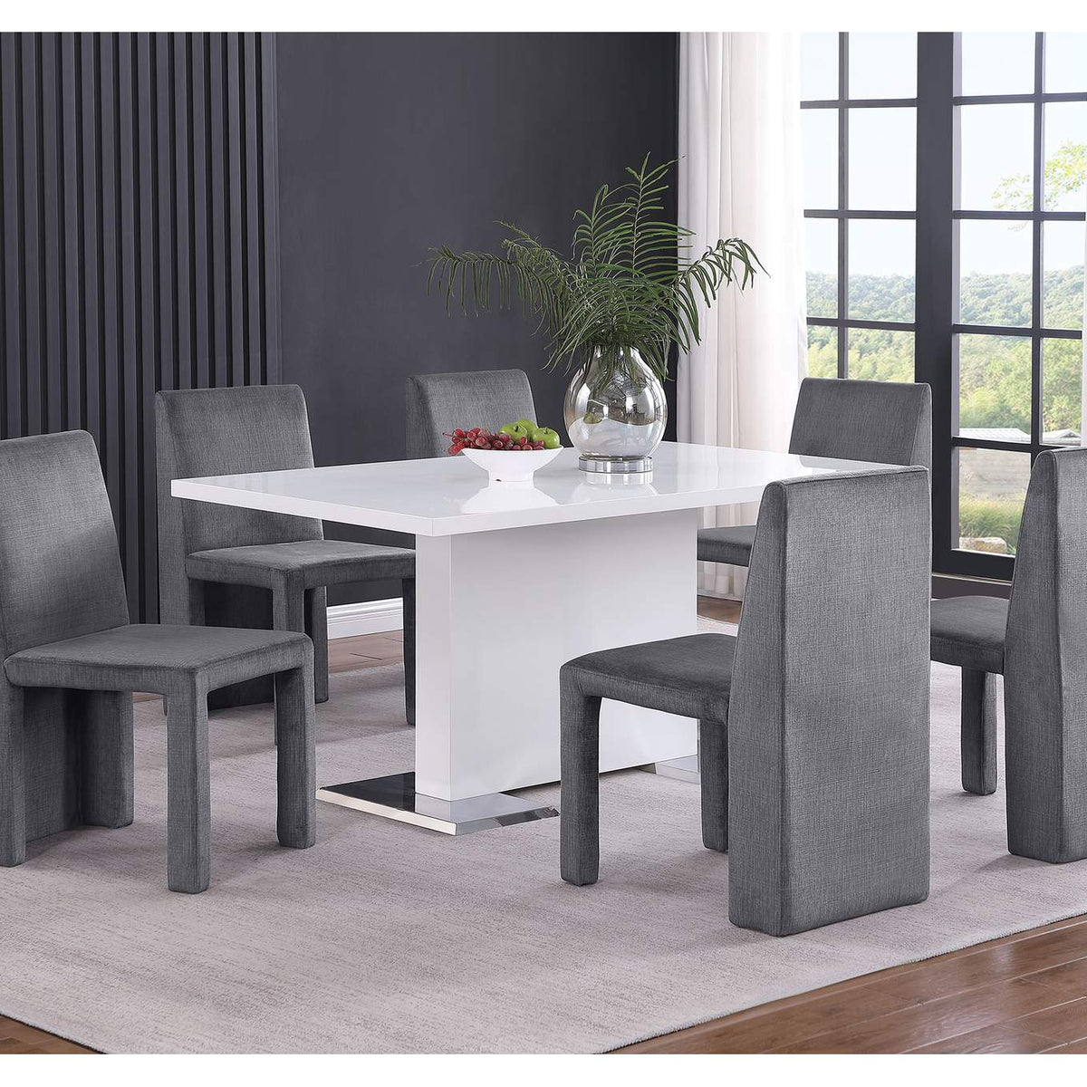 108512 Tordera Velvet Upholstered Dining Side Chair Grey (Set of 2)