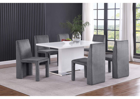 108512 Tordera Velvet Upholstered Dining Side Chair Grey (Set of 2)