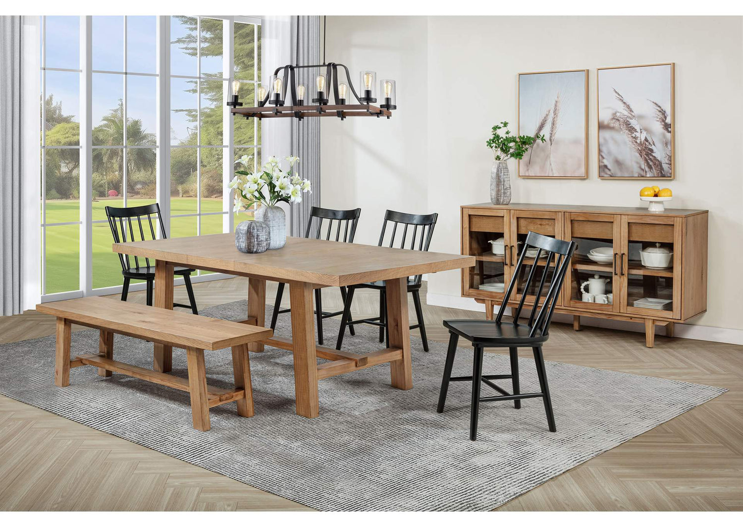108540-S6B Middleton 6-piece Extension Leaf Dining Set Brown and Black