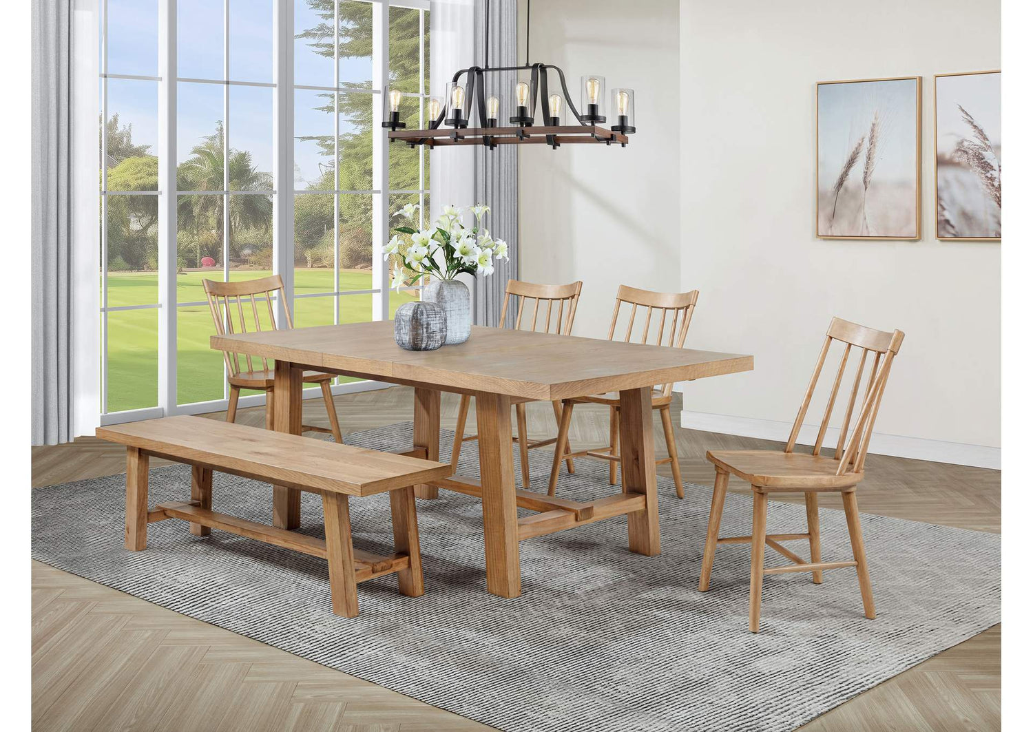 108540-S6N Middleton 6-piece Extension Leaf Dining Set Natural Brown