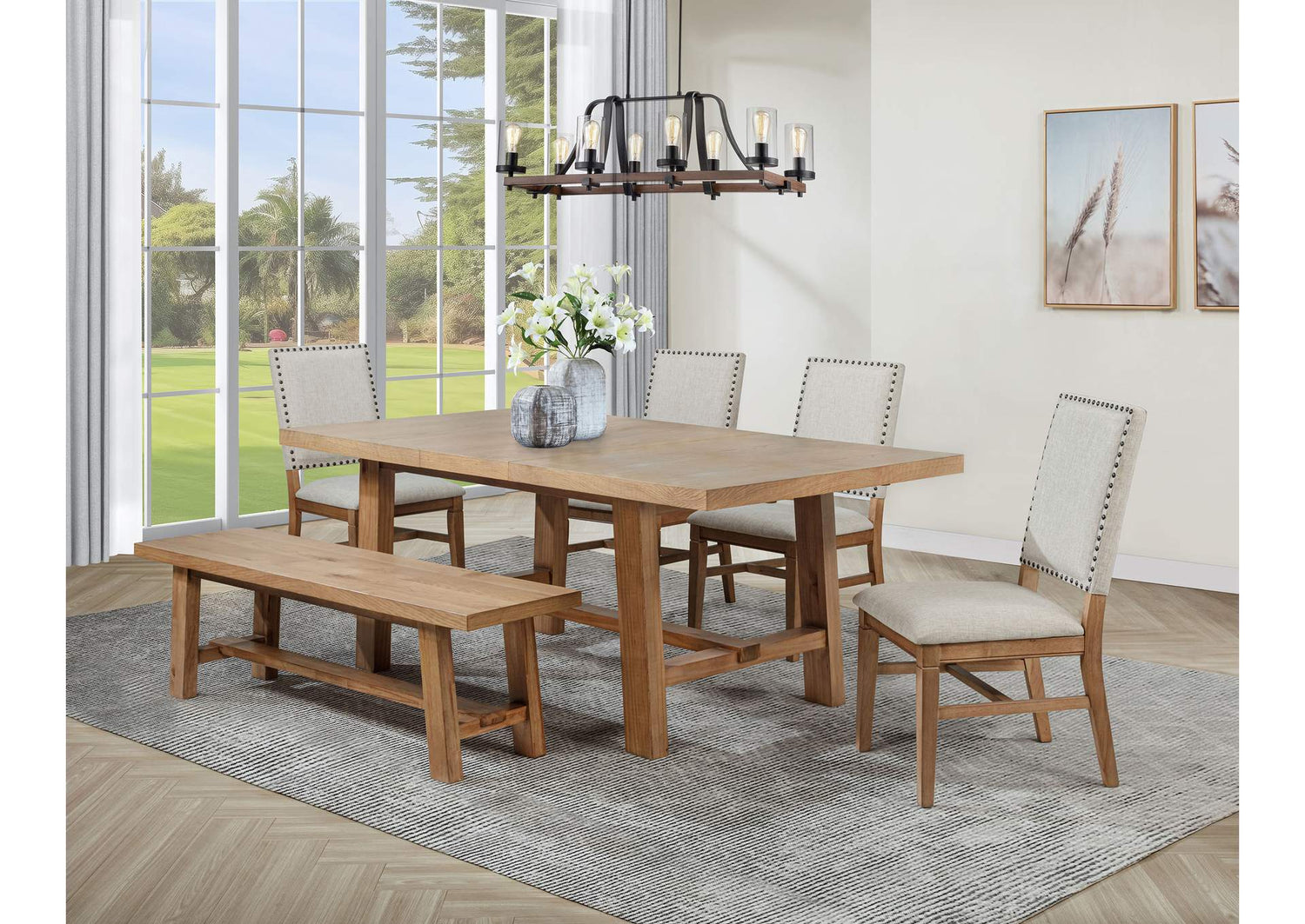 108540-S6 Middleton 6-piece Extension Leaf Dining Set Brown and Beige