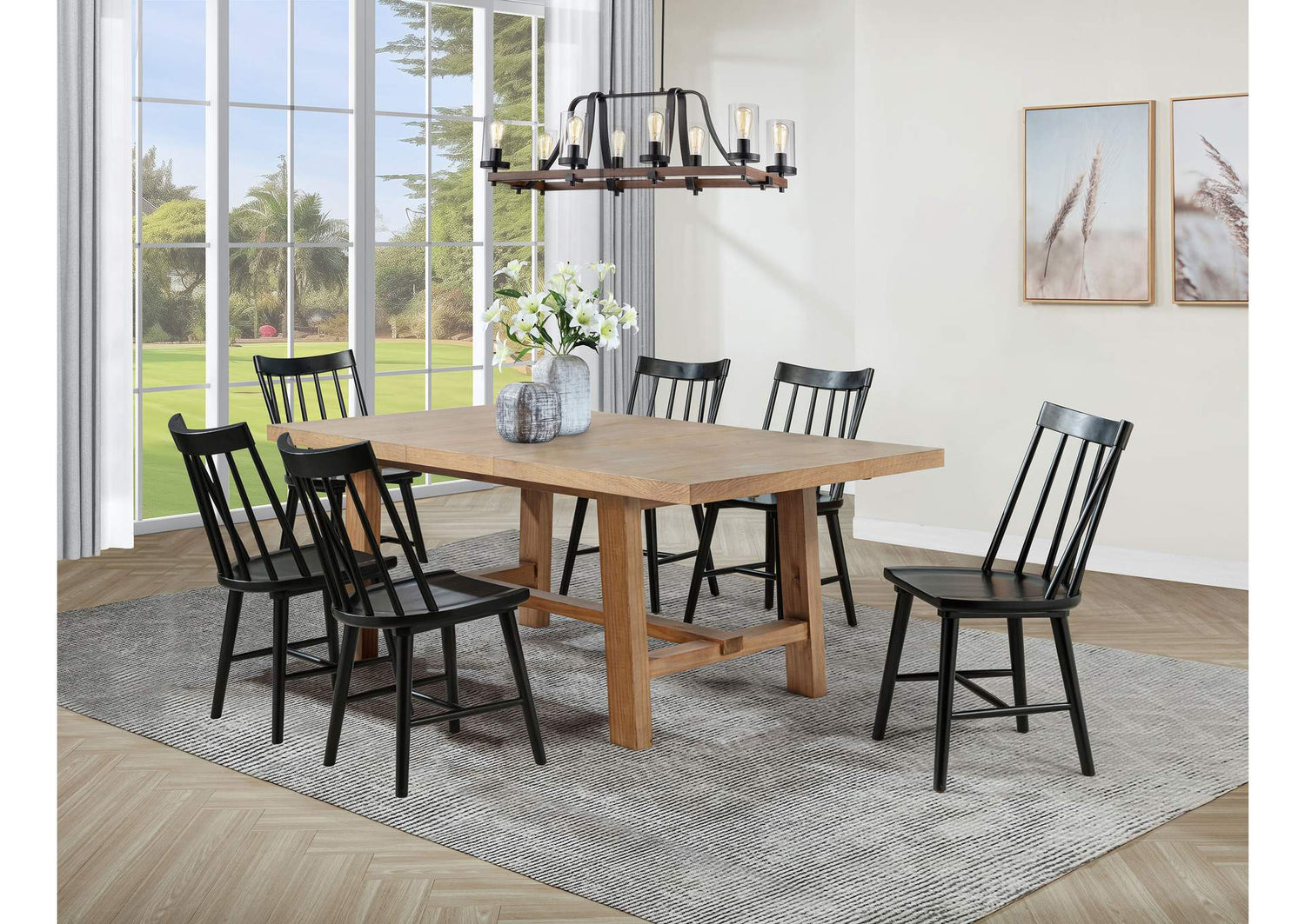 108540-S7B Middleton 7-piece Extension Leaf Dining Set Brown and Black