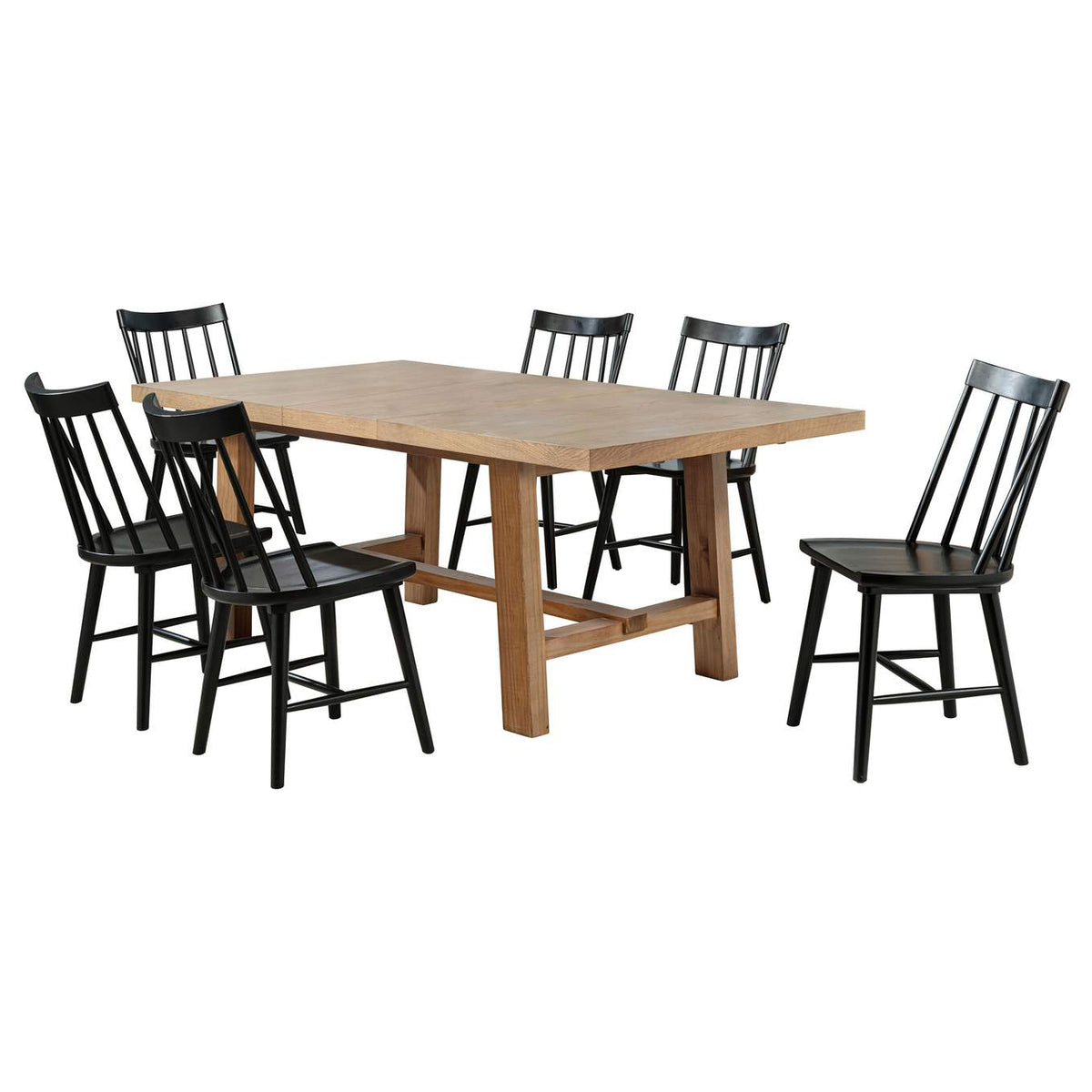 108540-S7B Middleton 7-piece Extension Leaf Dining Set Brown and Black