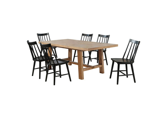 108540-S7B Middleton 7-piece Extension Leaf Dining Set Brown and Black