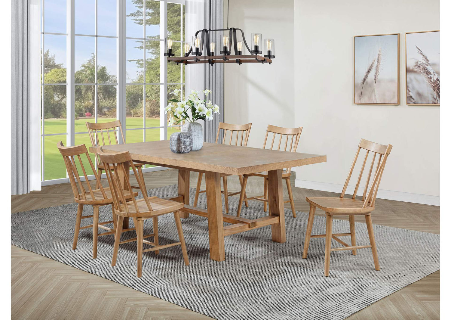 108540-S7N Middleton 7-piece Extension Leaf Dining Set Natural Brown