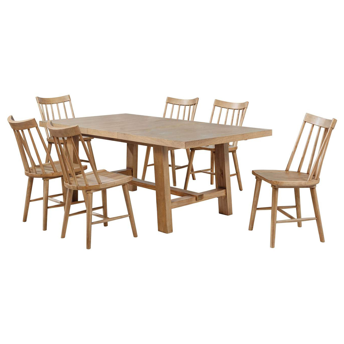 108540-S7N Middleton 7-piece Extension Leaf Dining Set Natural Brown