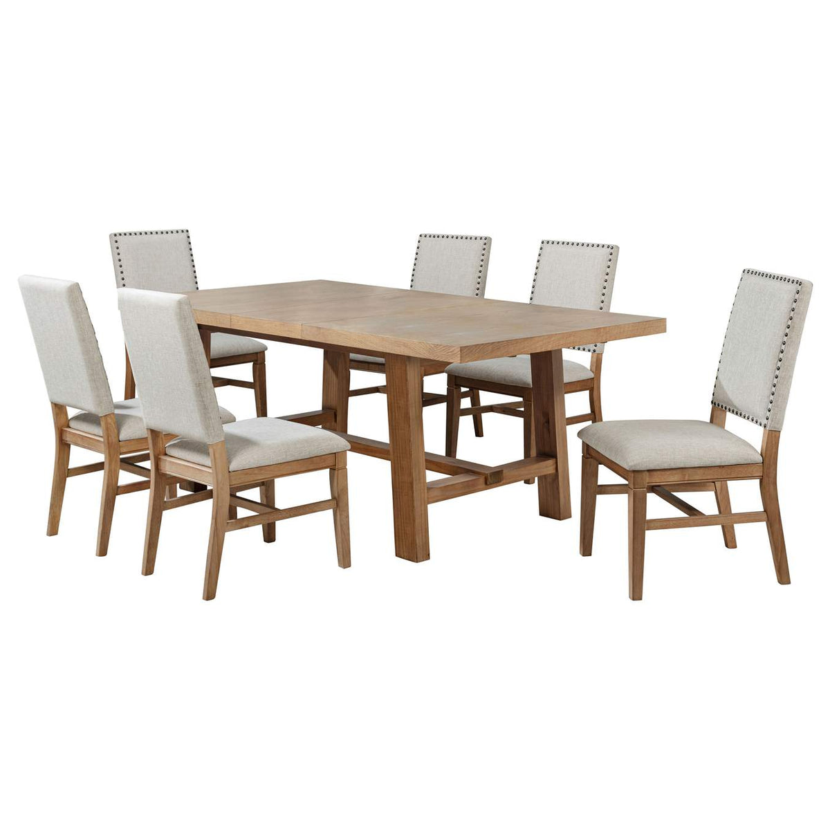 108540-S7 Middleton 7-piece Extension Leaf Dining Set Brown and Beige