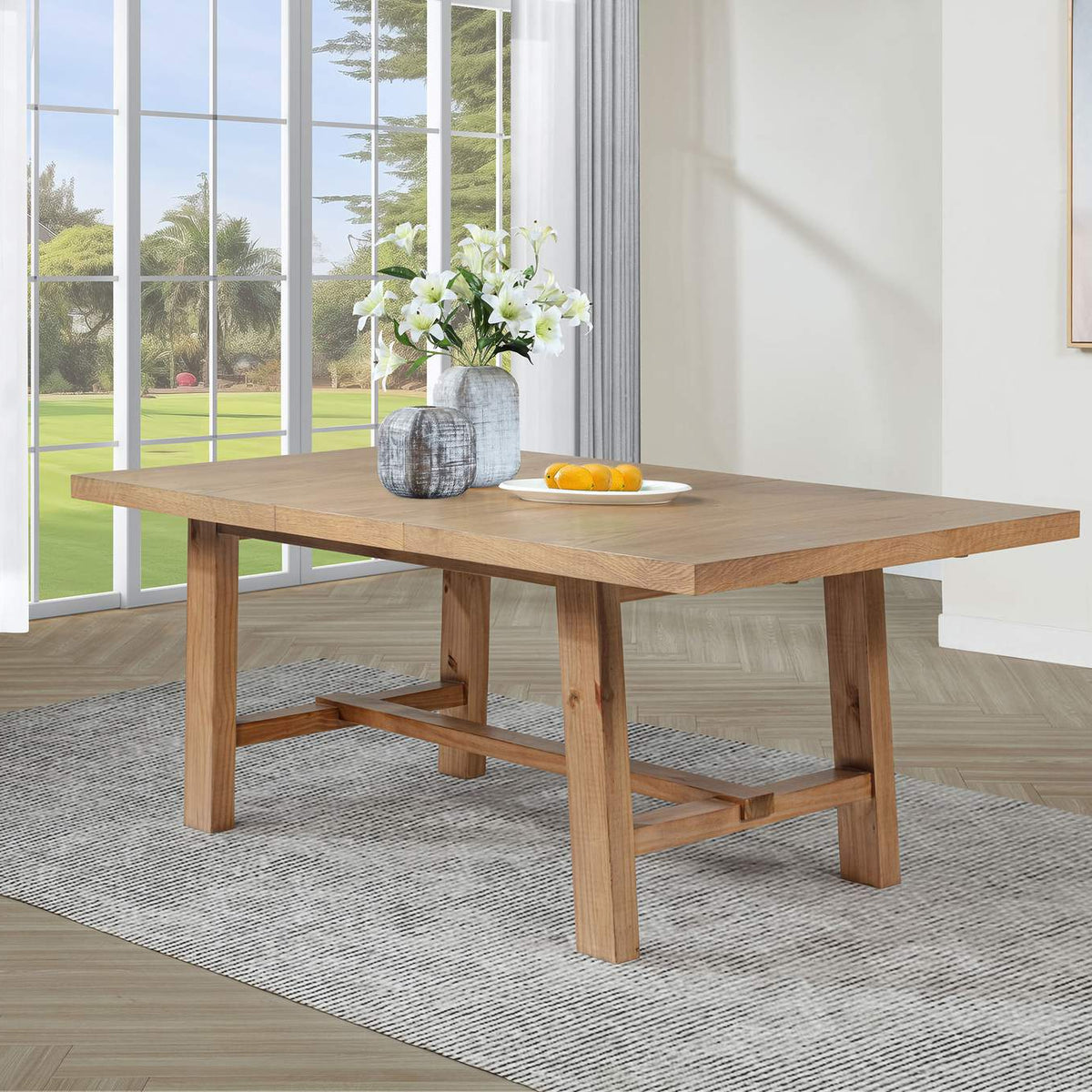 108540 Middleton 76-inch Extension Leaf Dining Table Natural Brown