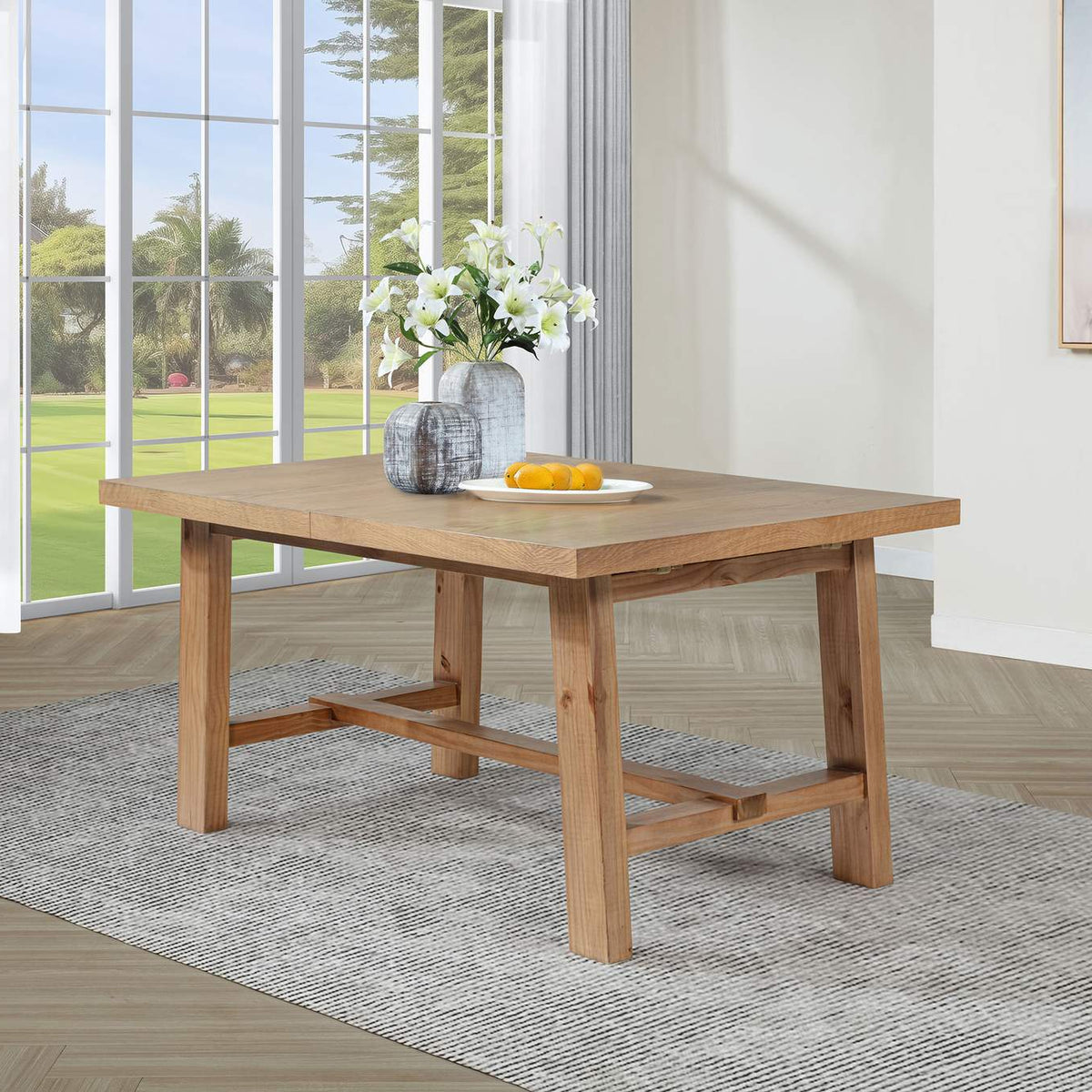 108540 Middleton 76-inch Extension Leaf Dining Table Natural Brown