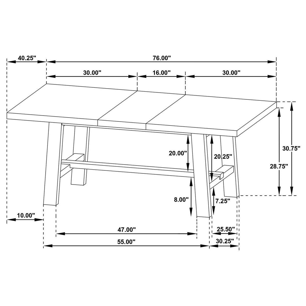 108540 Middleton 76-inch Extension Leaf Dining Table Natural Brown