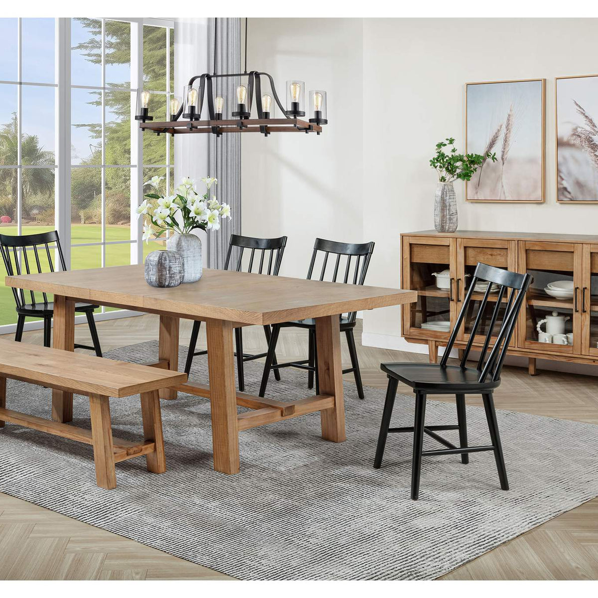108540 Middleton 76-inch Extension Leaf Dining Table Natural Brown