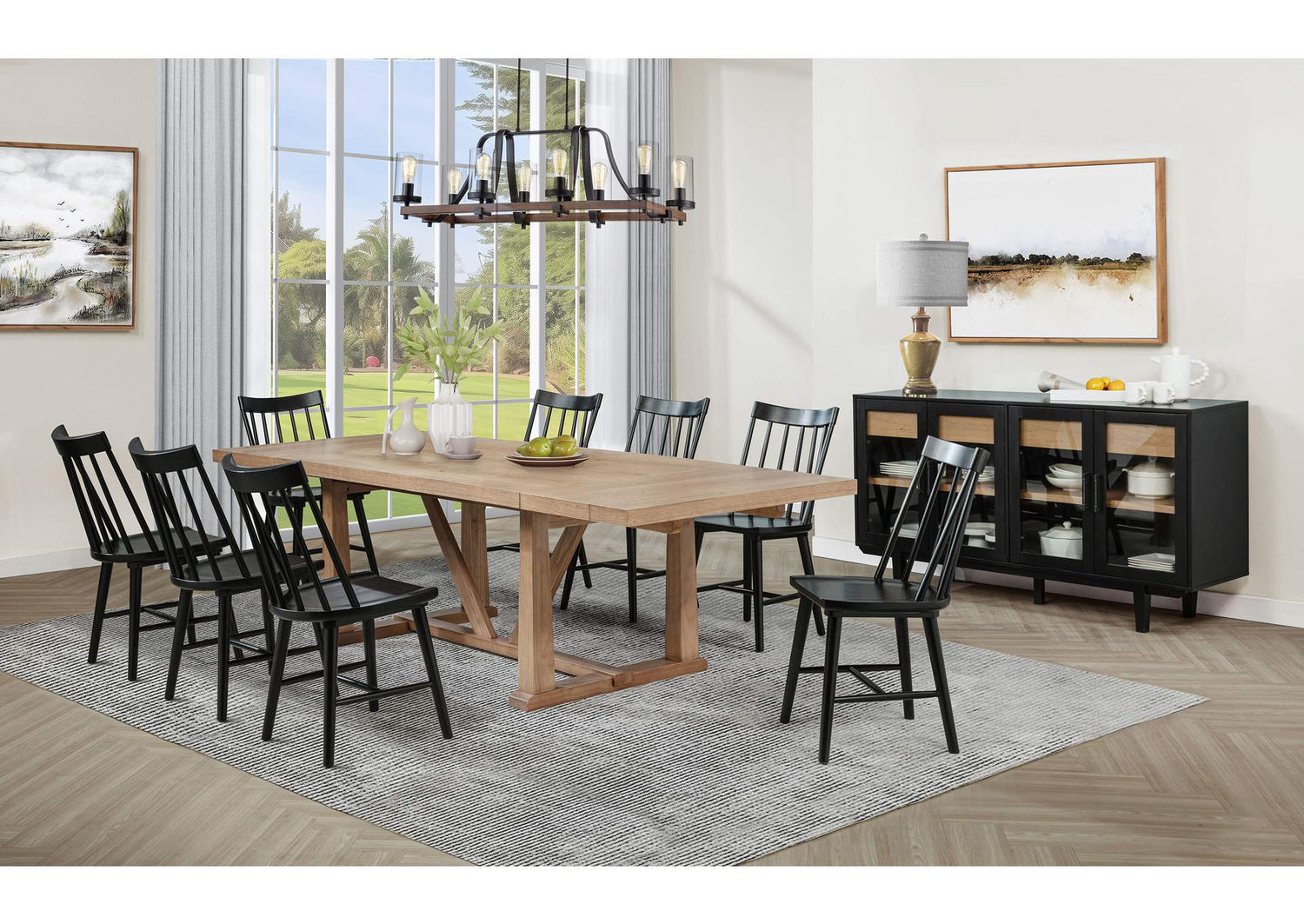 108541-S10B Middleton 10-piece Extension Leaf Dining Set Natural Brown and Black
