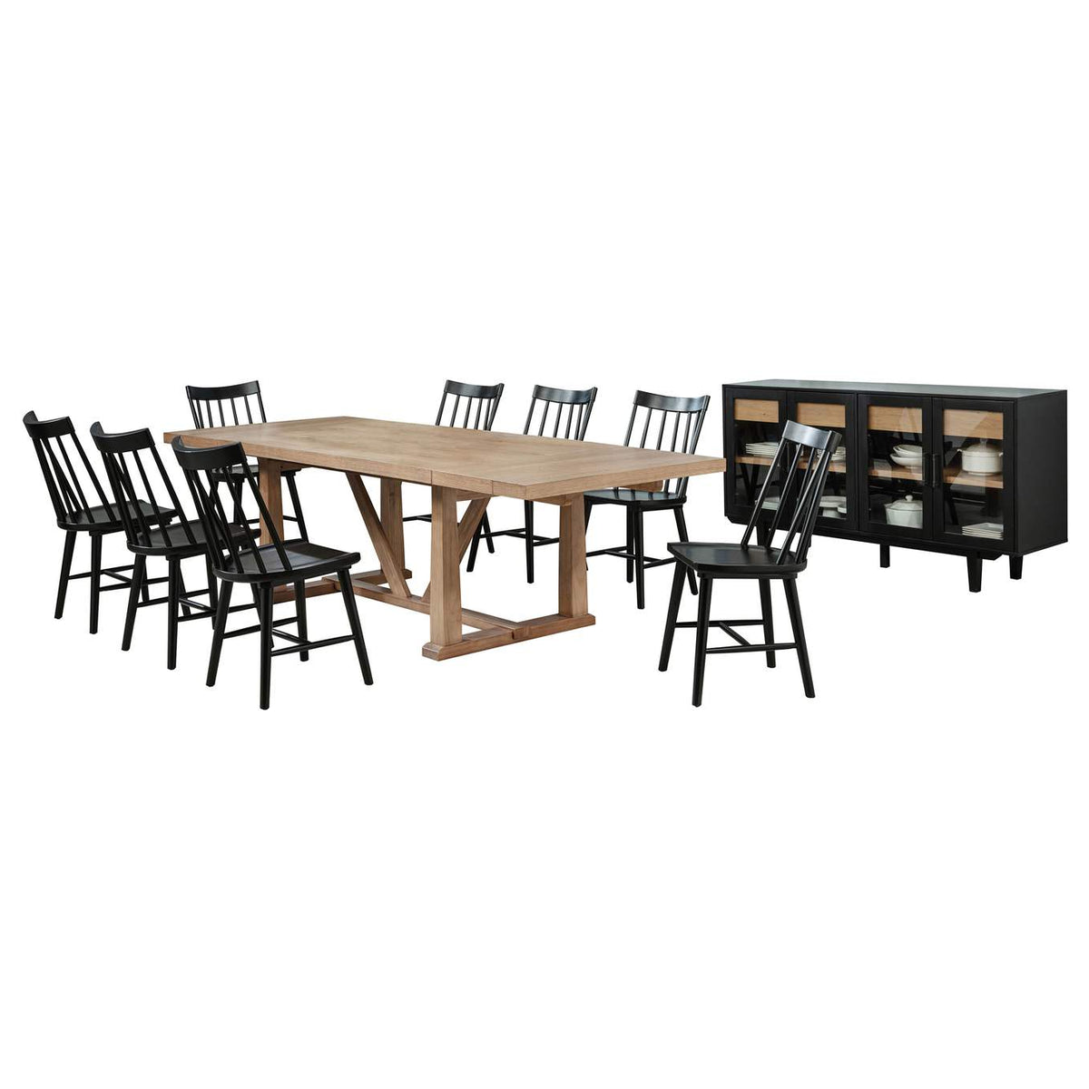 108541-S10B Middleton 10-piece Extension Leaf Dining Set Natural Brown and Black