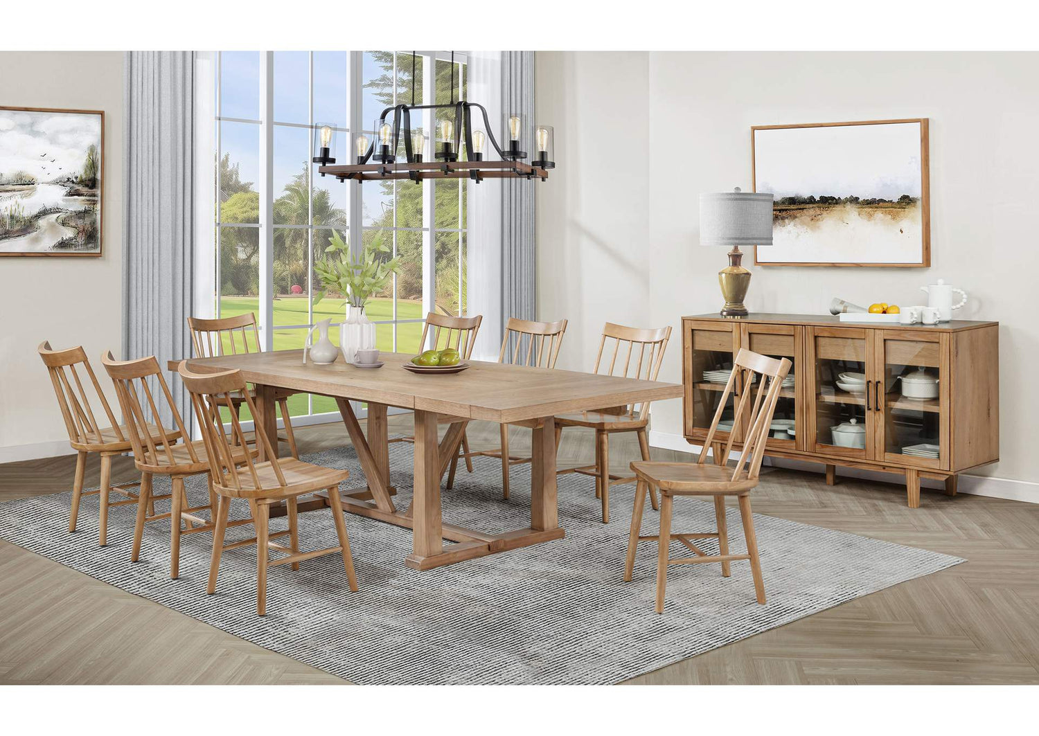 108541-S10N Middleton 10-piece Extension Leaf Dining Set Natural Brown