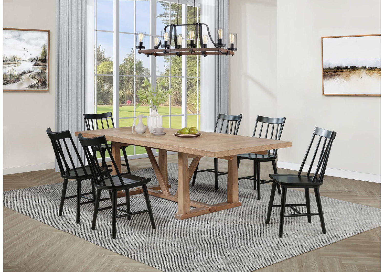 108541-S7B Middleton 7-piece Extension Leaf Dining Set Brown and Black