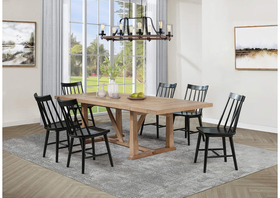 108541-S7B Middleton 7-piece Extension Leaf Dining Set Brown and Black