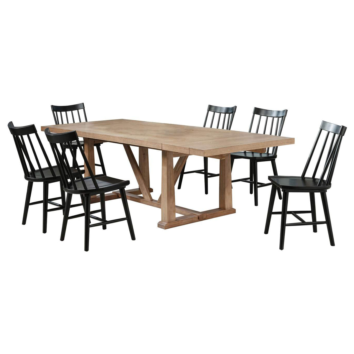 108541-S7B Middleton 7-piece Extension Leaf Dining Set Brown and Black