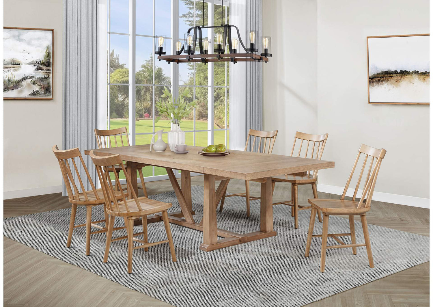 108541-S7N Middleton 7-piece Extension Leaf Dining Set Natural Brown