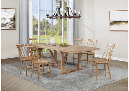 108541-S7N Middleton 7-piece Extension Leaf Dining Set Natural Brown