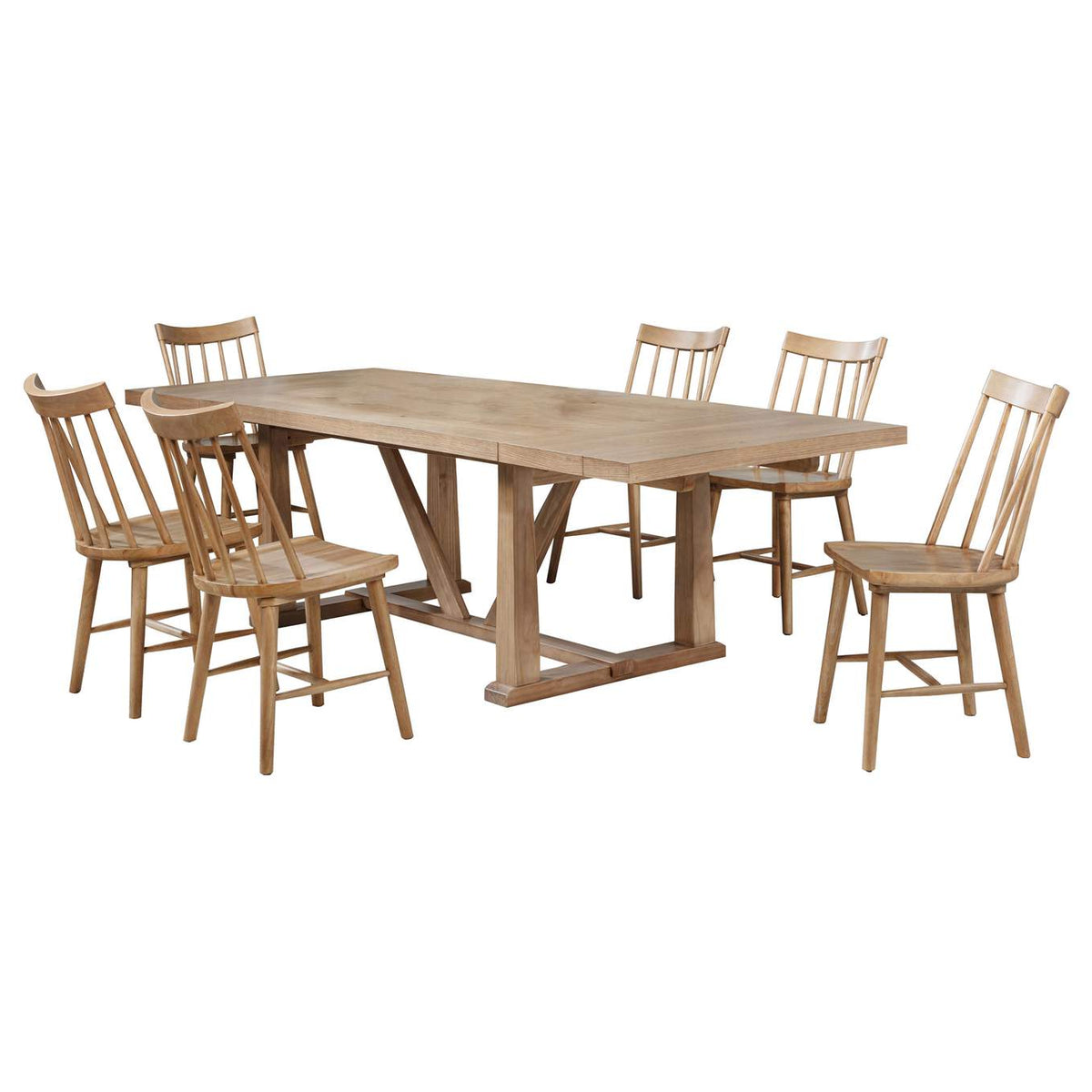 108541-S7N Middleton 7-piece Extension Leaf Dining Set Natural Brown