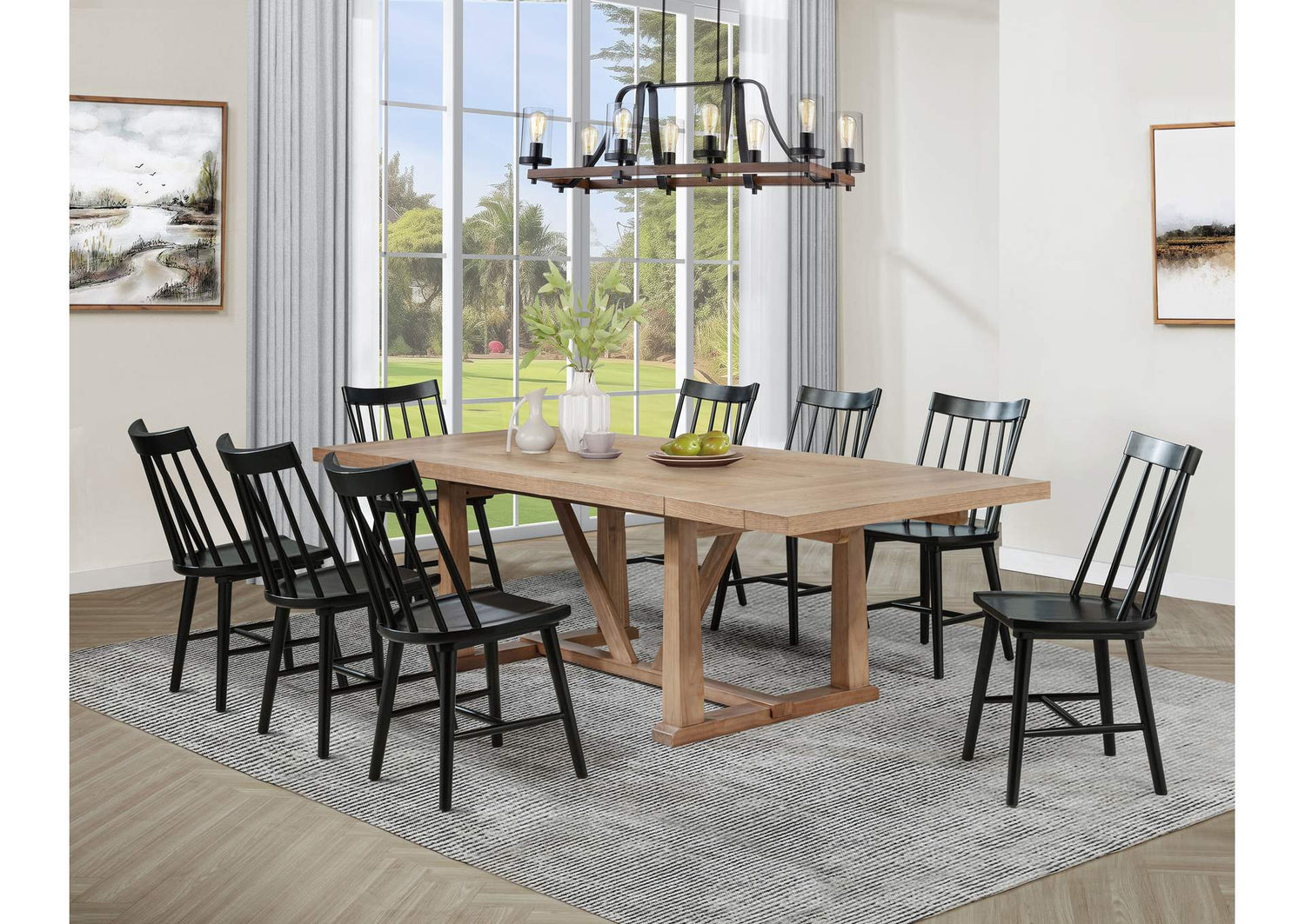 108541-S9B Middleton 9-piece Extension Leaf Dining Set Brown and Black
