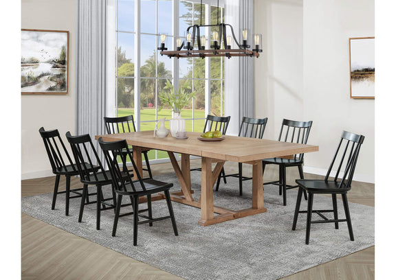 108541-S9B Middleton 9-piece Extension Leaf Dining Set Brown and Black