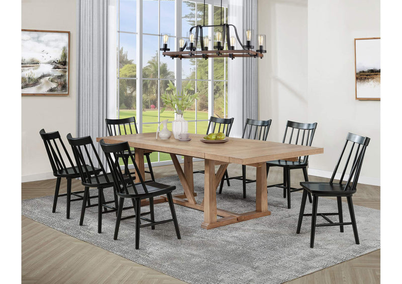 108541-S9B Middleton 9-piece Extension Leaf Dining Set Brown and Black