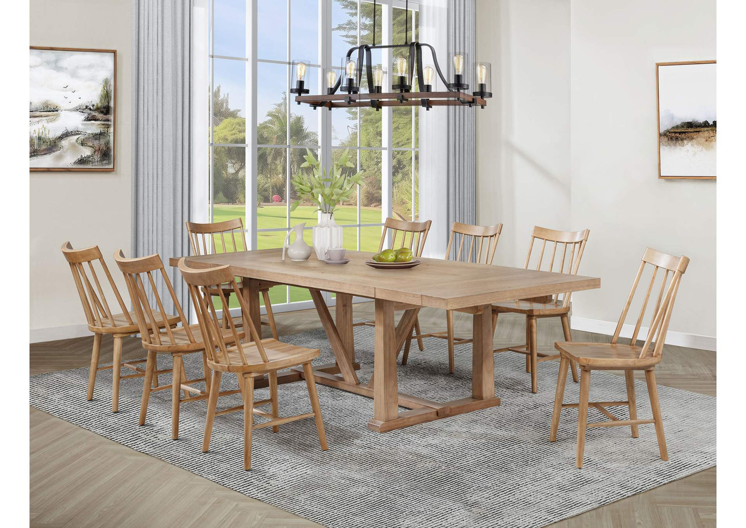 108541-S9N Middleton 9-piece Extension Leaf Dining Set Natural Brown