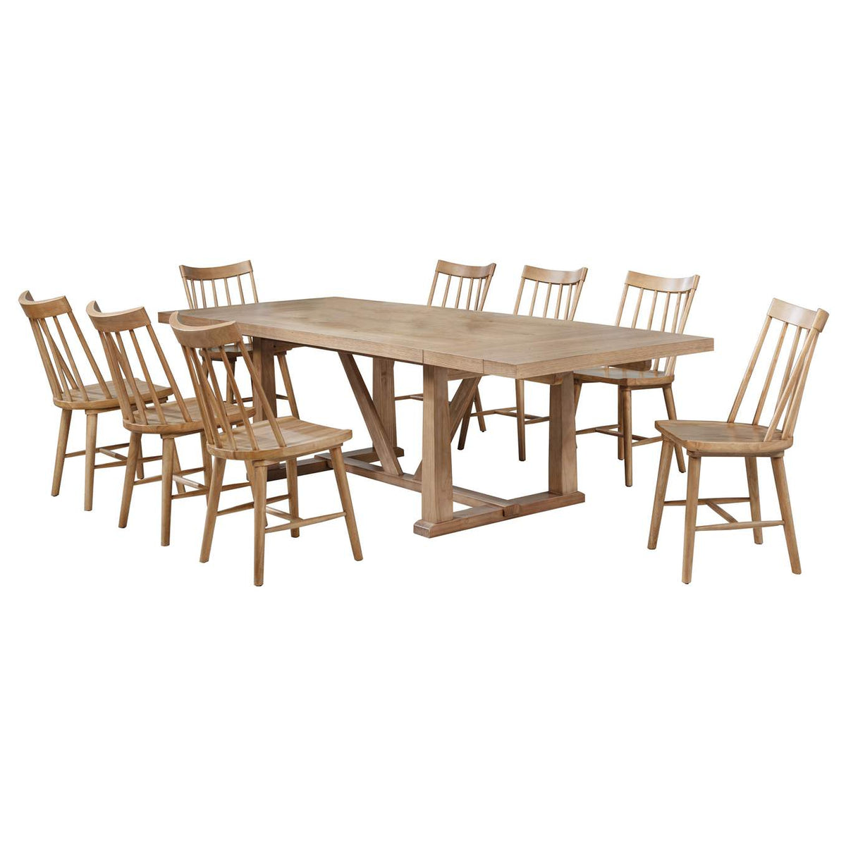 108541-S9N Middleton 9-piece Extension Leaf Dining Set Natural Brown