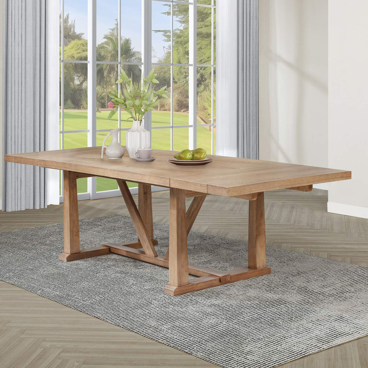 108541 Middleton 106-inch Extension Leaf Dining Table Natural Brown