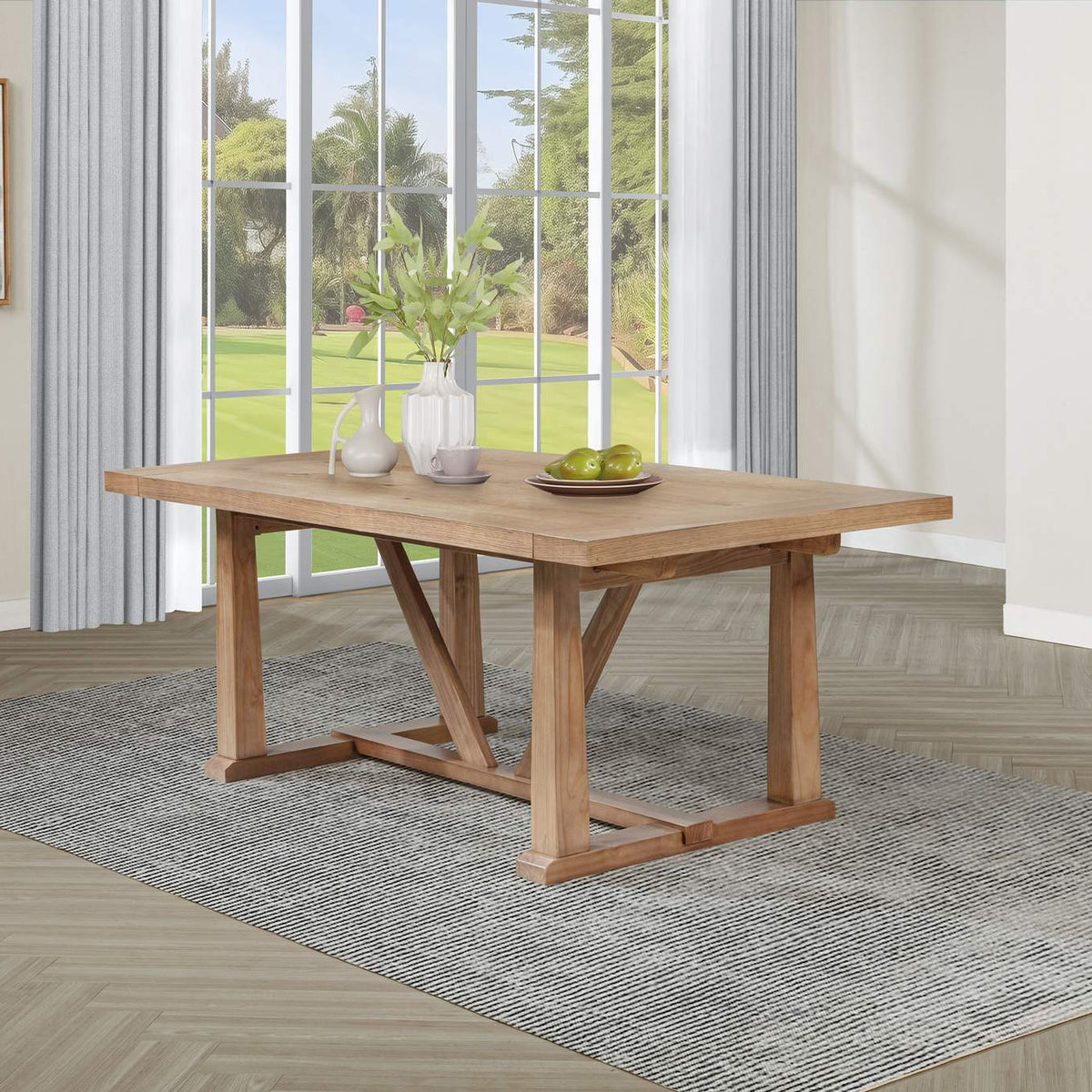 108541 Middleton 106-inch Extension Leaf Dining Table Natural Brown