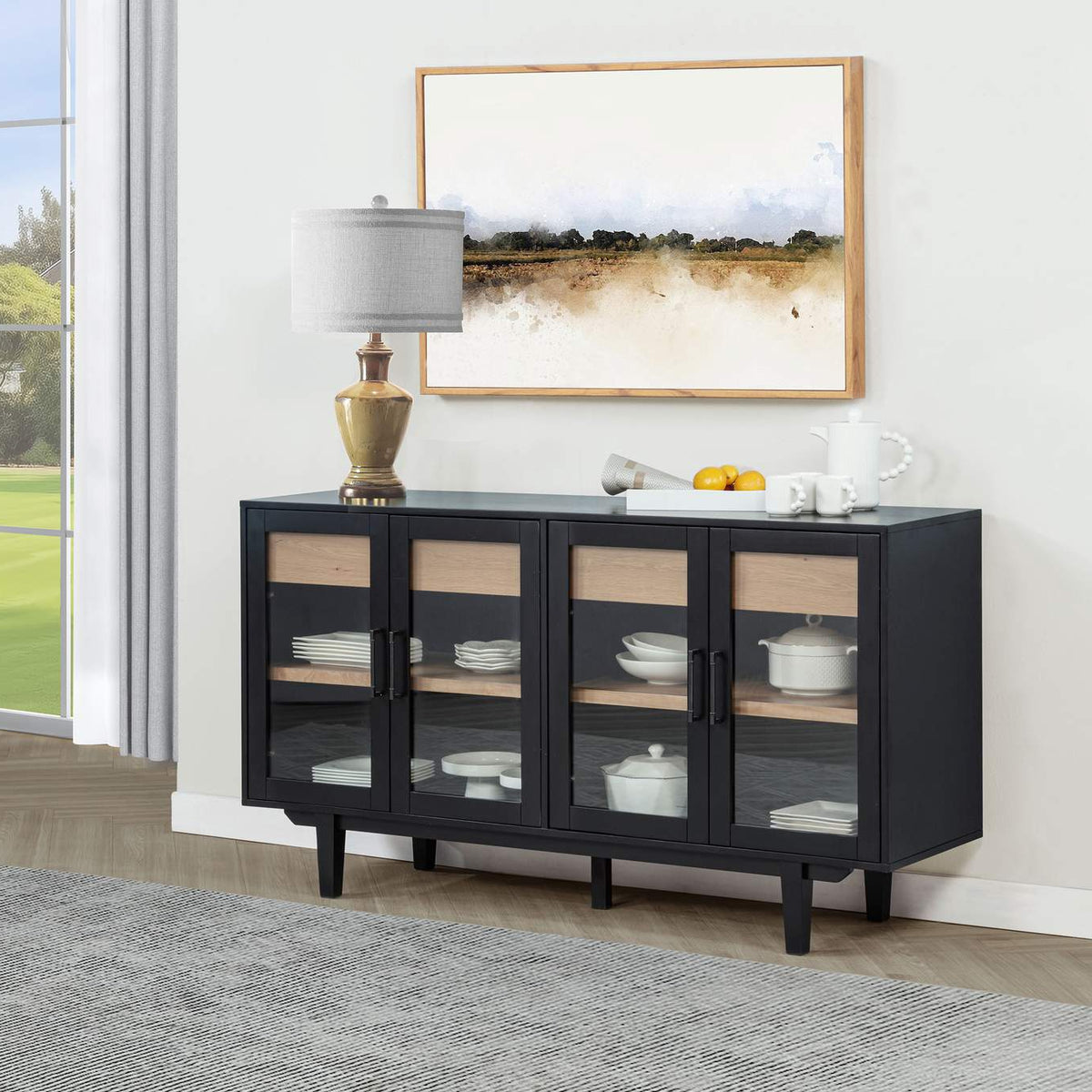 108545BLK Middleton 4-door Sideboard Server with Dual Drawers Black
