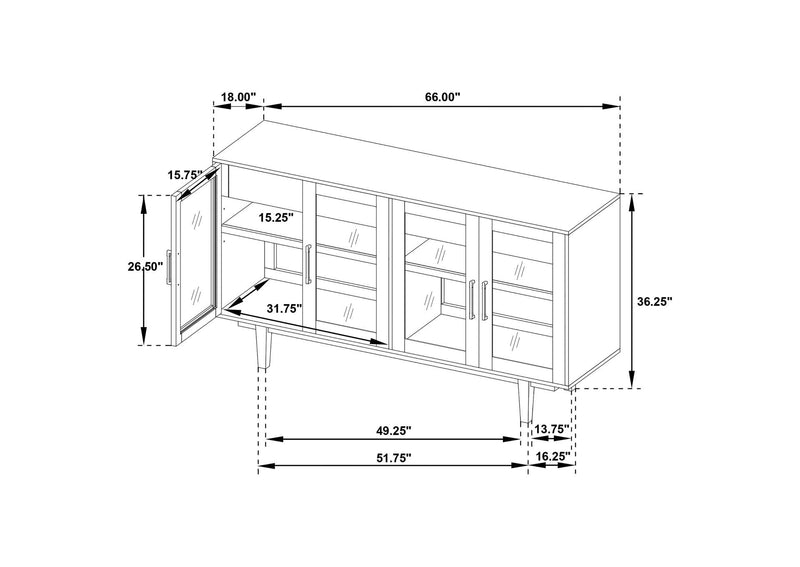 108545BLK Middleton 4-door Sideboard Server with Dual Drawers Black