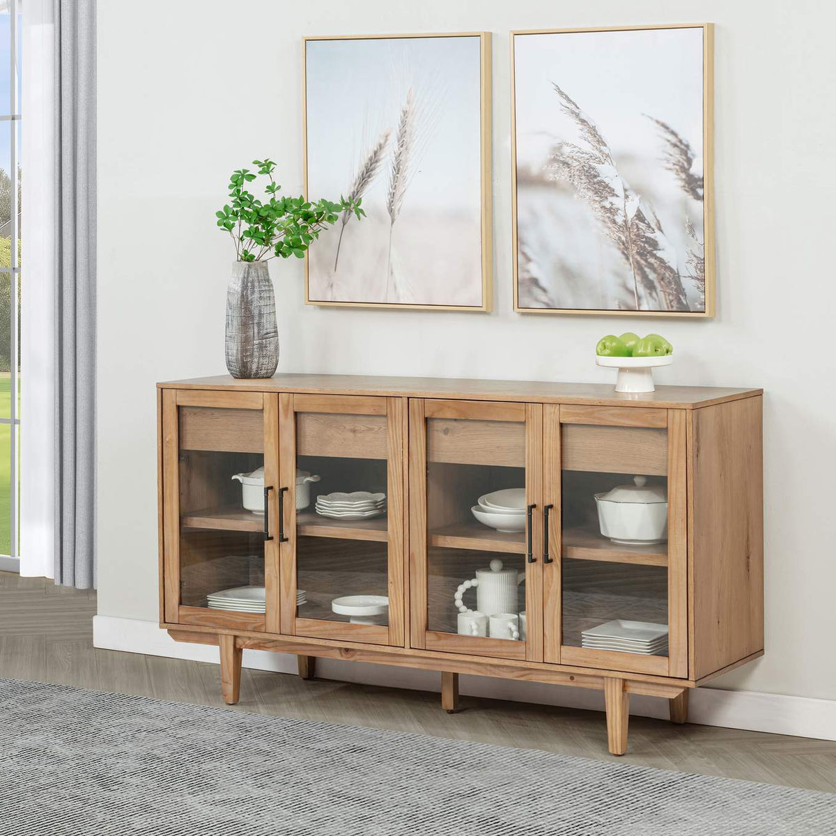 108545NAT Middleton 4-door Sideboard Server with Dual Drawers Natural