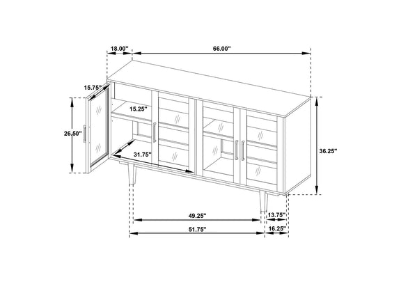 108545NAT Middleton 4-door Sideboard Server with Dual Drawers Natural