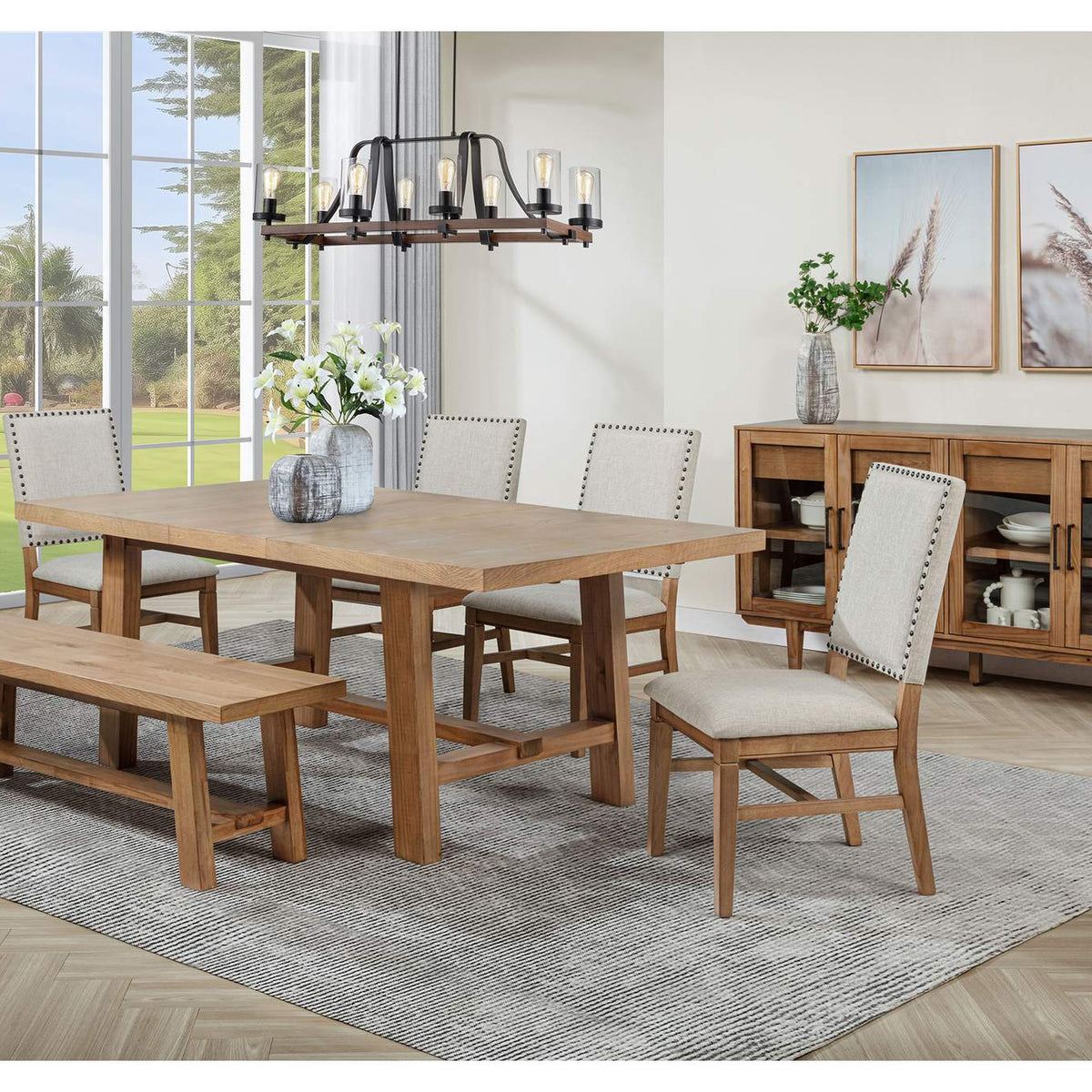 108545NAT Middleton 4-door Sideboard Server with Dual Drawers Natural