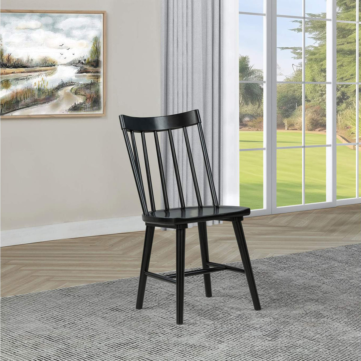 108546BLK Middleton Solid Wood Dining Side Chair Black (Set of 2)