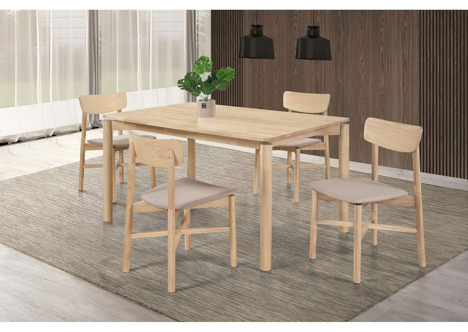 108551-S5 Parkridge 5-piece 59-inch Wood Dining Set White Washed