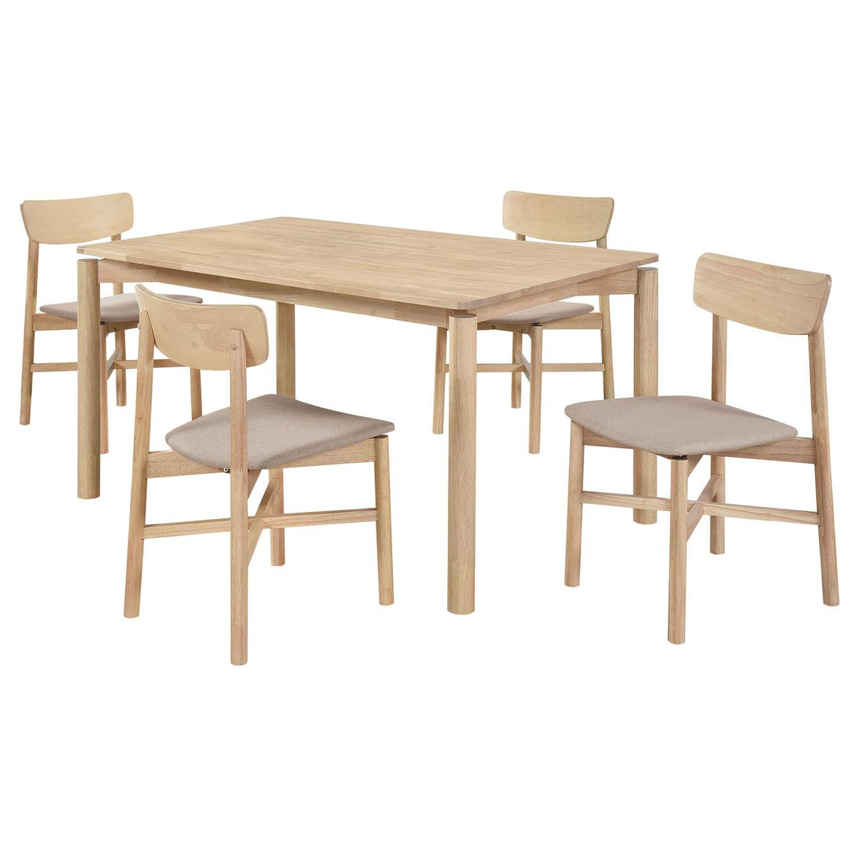 108551-S5 Parkridge 5-piece 59-inch Wood Dining Set White Washed