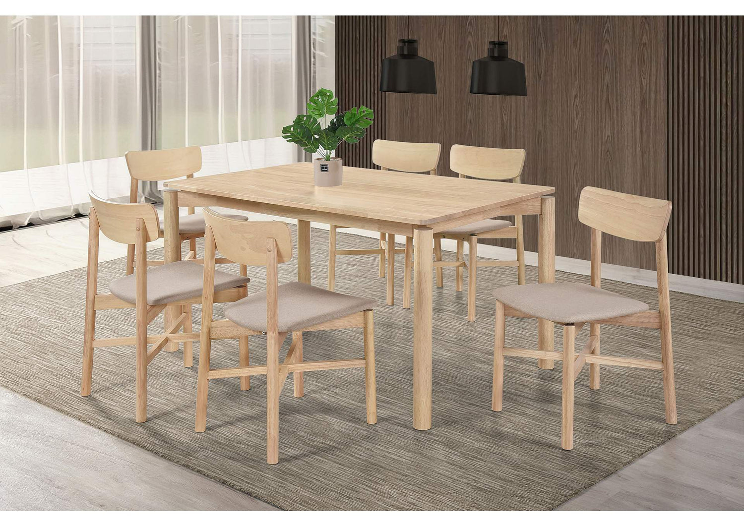 108551-S7 Parkridge 7-piece 59-inch Wood Dining Set White Washed