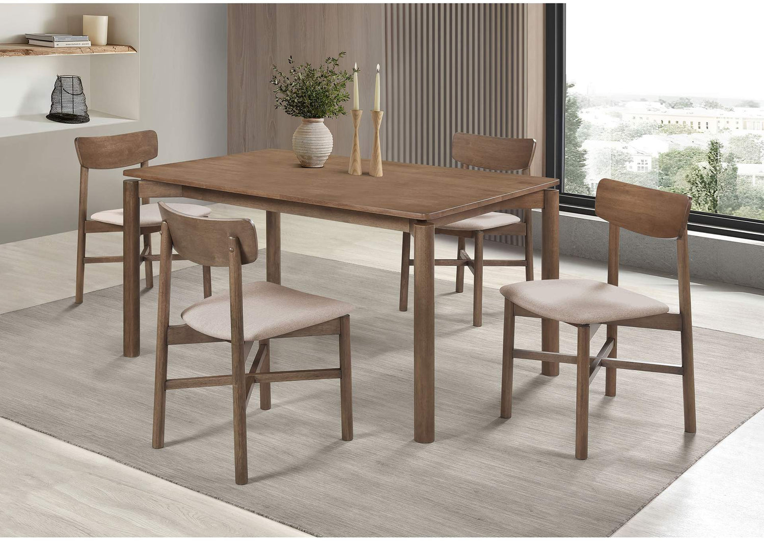 108561-S5 Parkridge 5-piece 59-inch Wood Dining Set Natural Walnut