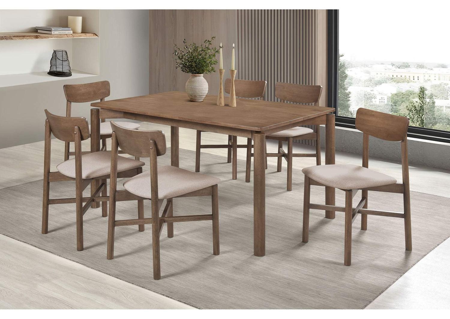 108561-S7 Parkridge 7-piece 59-inch Wood Dining Set Natural Walnut