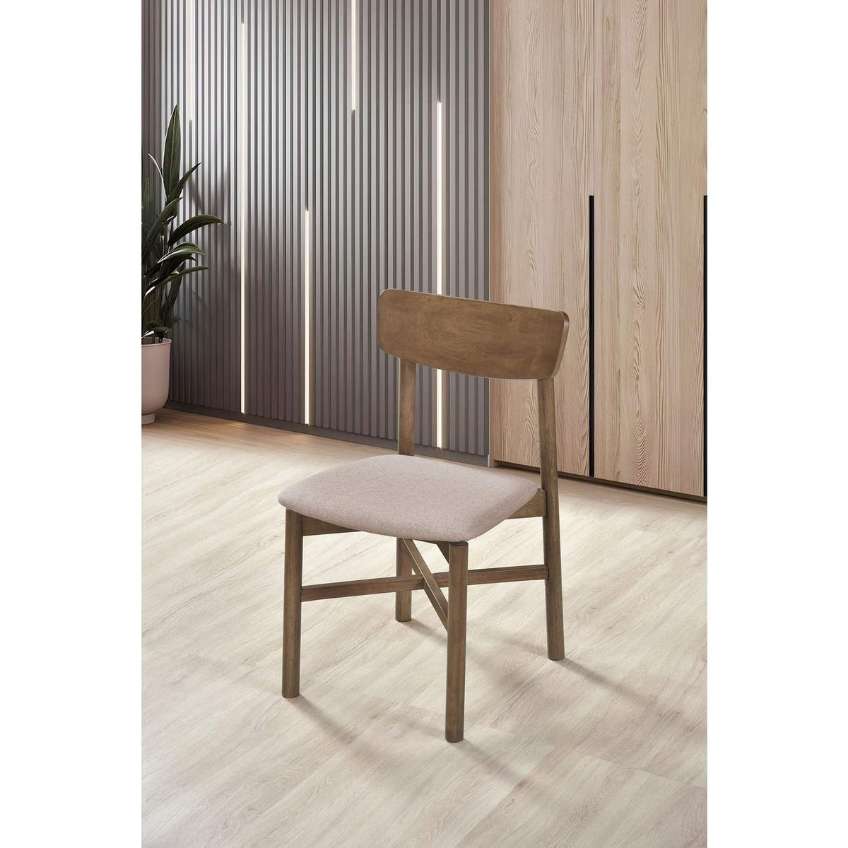 108562 Parkridge Dining Side Chair Natural Walnut (Set of 2)