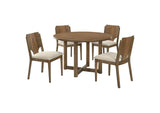 108570-S5 Crestmore 5-piece 46-inch Round Wood Dining Table Set Walnut