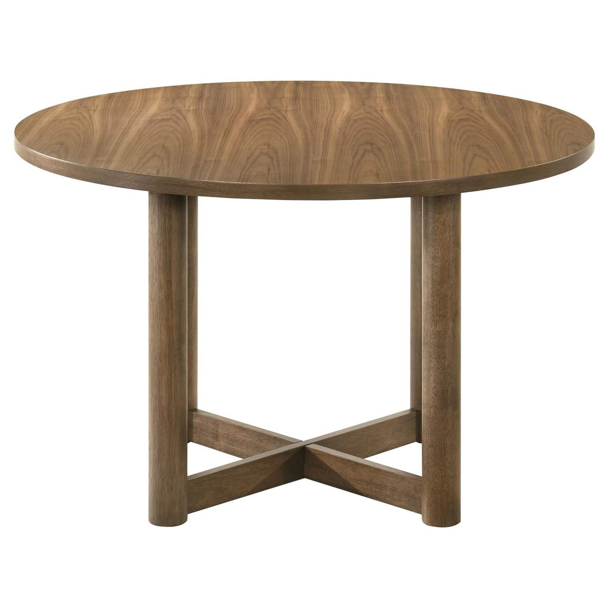 108570-S5 Crestmore 5-piece 46-inch Round Wood Dining Table Set Walnut